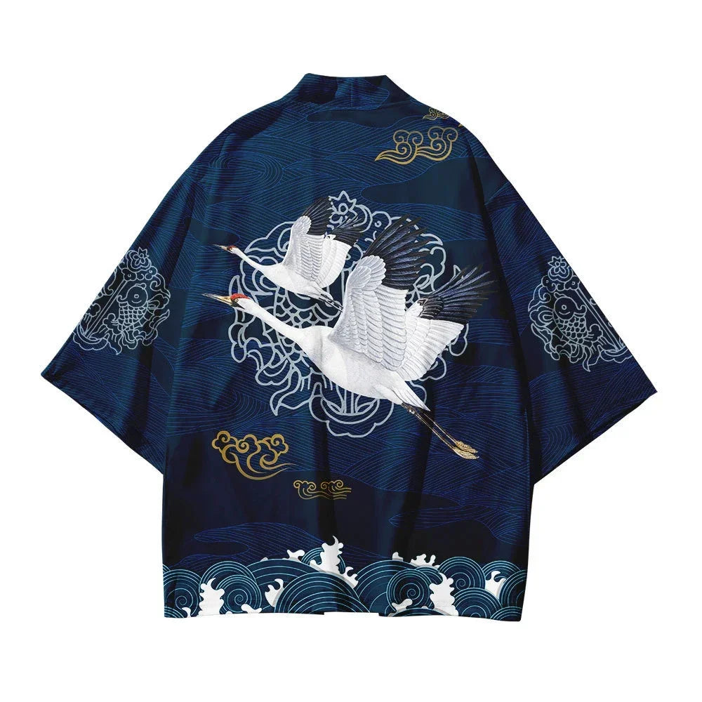 Bebovizi Japanese Style Cat Samurai Kimono Streetwear Men Women Cardigan Japan Harajuku Anime Robe Anime Clothes 2023 Summer