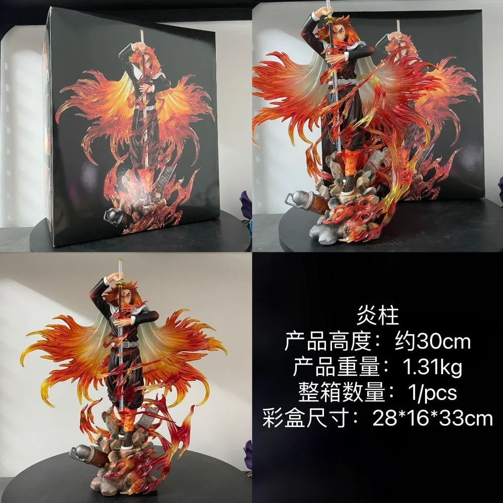 Demon Slayer Kimetsu No Yaiba Kyojuro Rengoku Action Figure 30Cm PVC Static GK Anime Collectible Display Statue Model Gift Fans