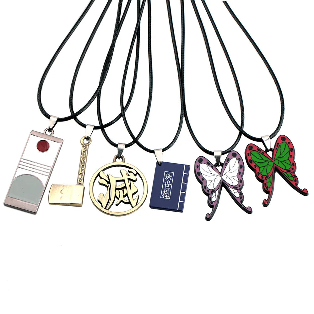 Demon Slayer Kimetsu No Yaiba Anime Pendant Necklace Tanjiro Kamado Metal Charm Cartoon Accessories Hot New Fashion Jewelry