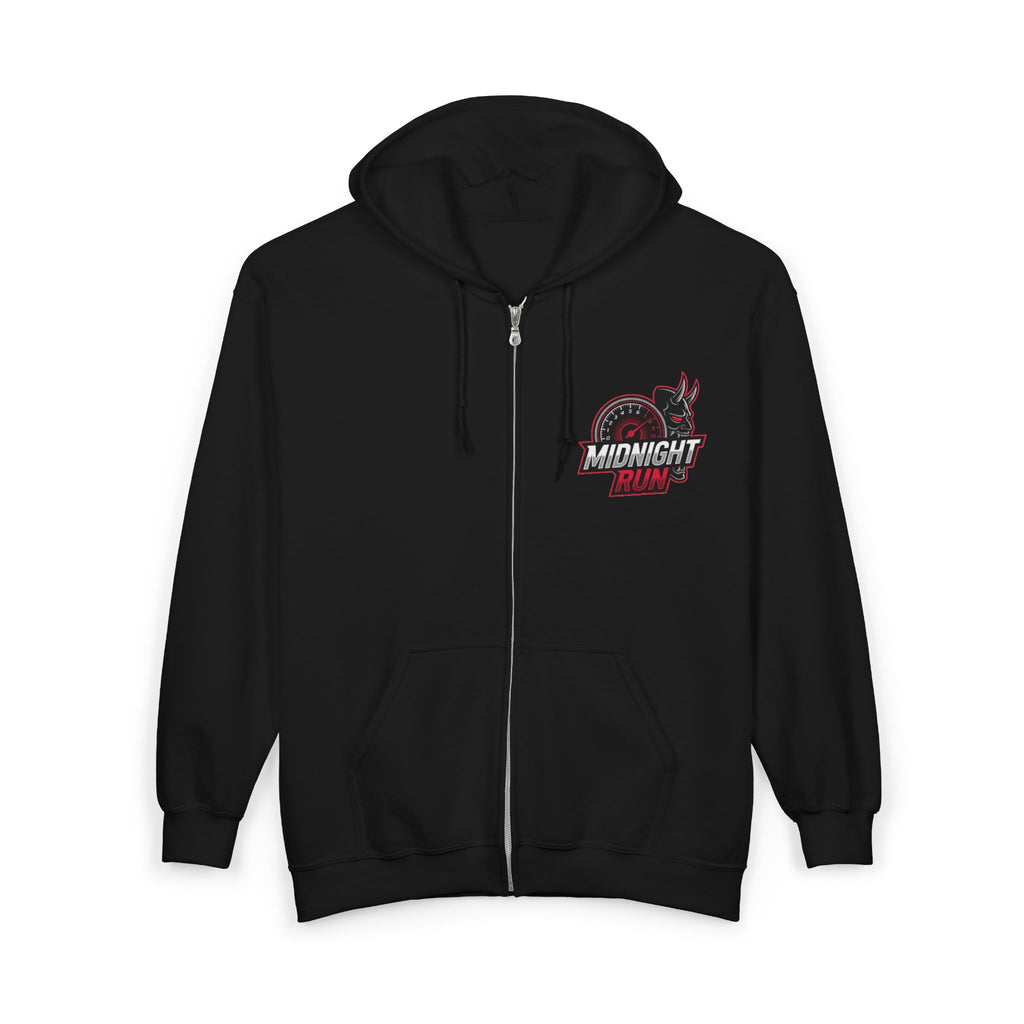 Midnight Run Motorcycle Zip Hoodie — Japanese Night Rider Graphic