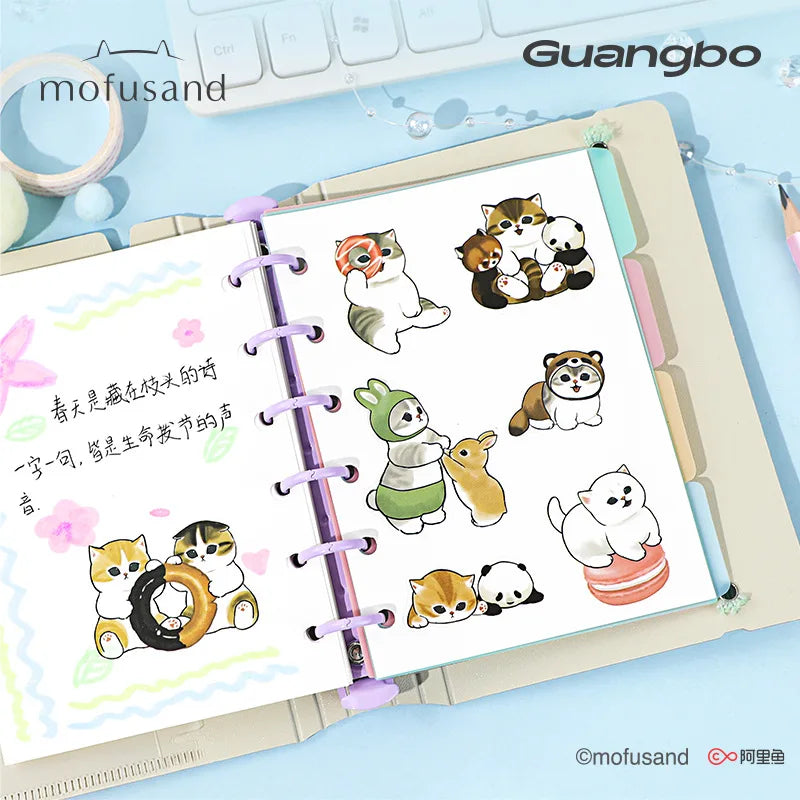 4/40Pcs Mofusand Stickers Toys Cartoon Shark Cat Waterproof Stickers Cute DIY Decor Stickers for Phone Case Scrapbook Journal