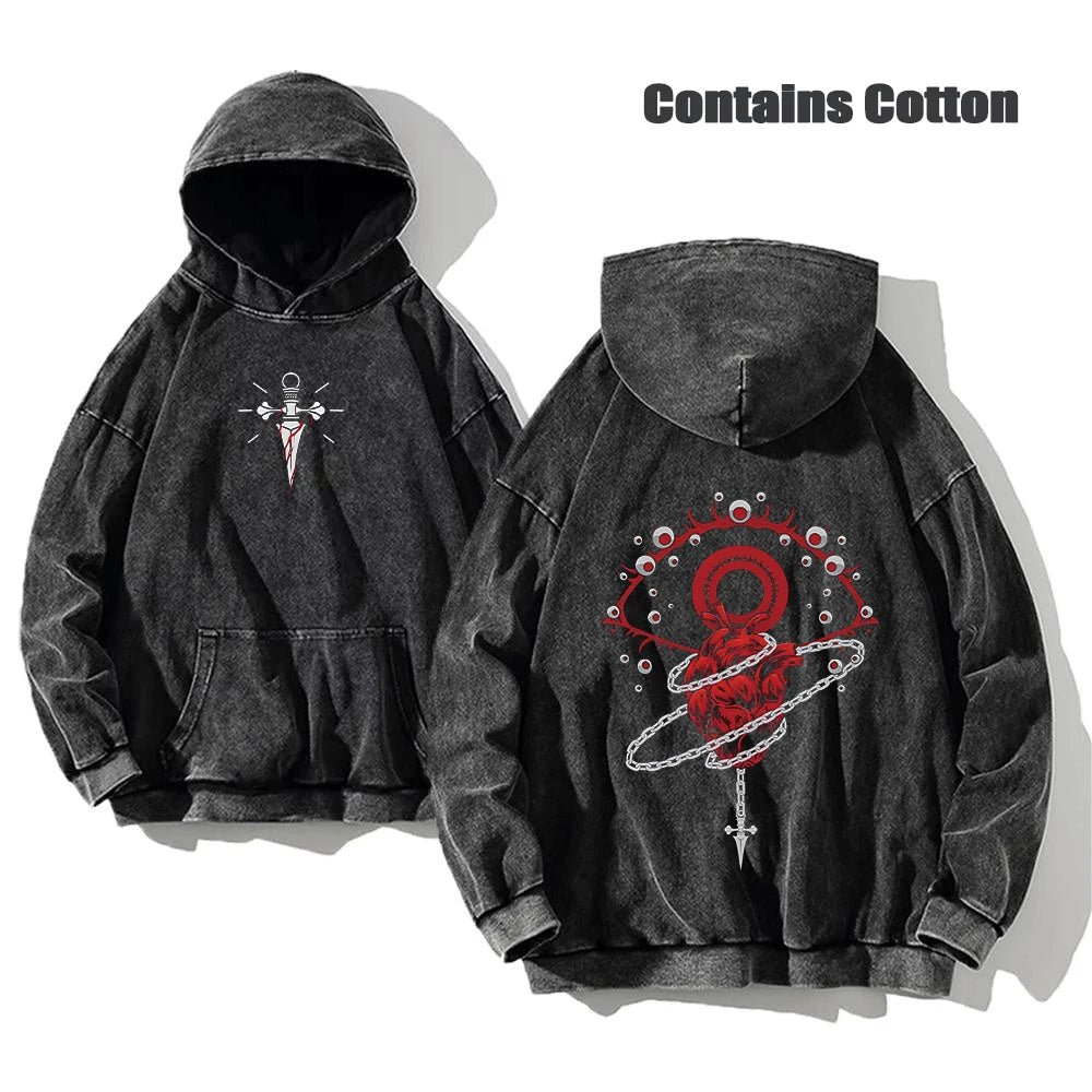 Hunter X Hunter Washed Hoodies Manga Printed Hoodie