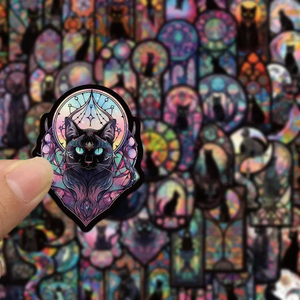 10/30/50Pcs Dark Gothic Black Cat Cartoon Stickers Aesthetic Graffiti Sticker Phone Suitcase Laptop Cool Tarot Waterproof Decals