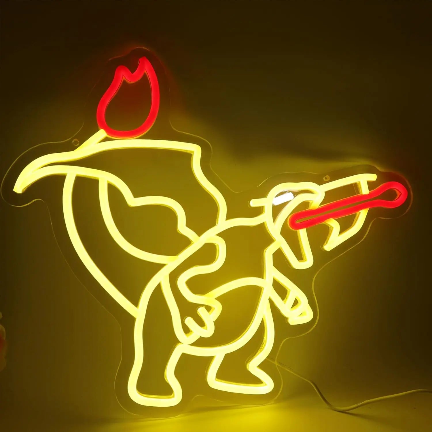 Pokemon Charizard LED Neon Sign Wall Art for Gaming Room Bedroom Bar Decor Anime Themed Gift Vibrant Yellow Red Flame Lighting