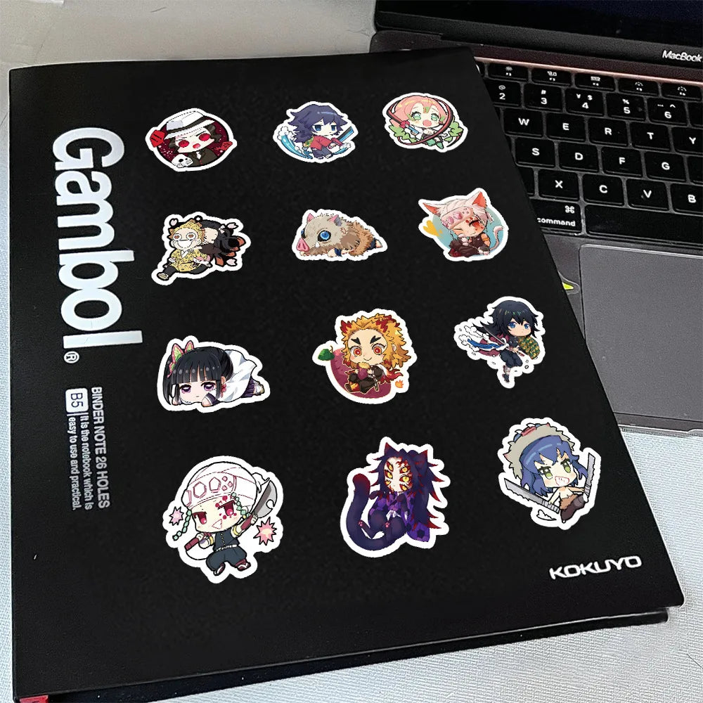 60Pcs Cute Cartoon Anime Demon Slayer Anime Stickers Decoration Laptop Phone Suitcase Notebook Label Stationery Sticker