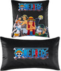 2-Pc Cushion Cover Set, Pillow Covers for Bed, Couch, Rectangular 20X12 In, Square 14 X14 In, Luffy Straw Hat Anime Gifts for Boys