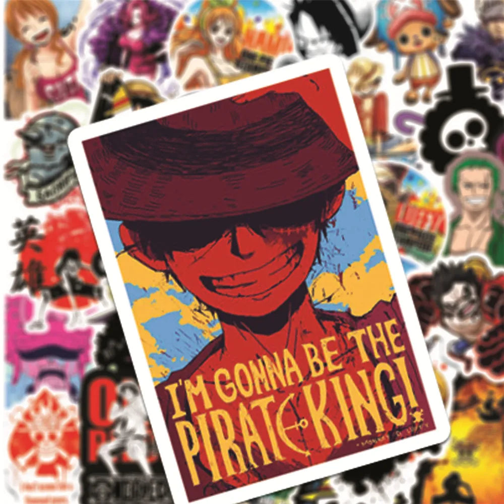 50/100Pcs Anime One Piece Stickers Notebook Motorcycle Skateboard Laptop Mobile Phone Case Cartoon Luffy Sticker for Kids Toy