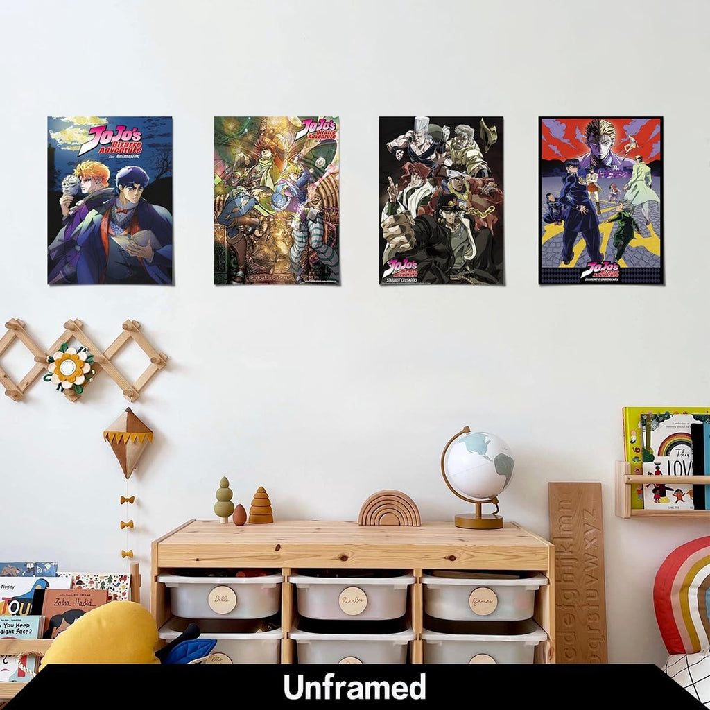4PC Jojo'S Bizarre Adventure Poster for Fans Kids Room Bedroom Wall Decor-Jojo'S Bizarre Adventure Anime Posters Canvas Prints Picture for Teen Boy Girls Gifts