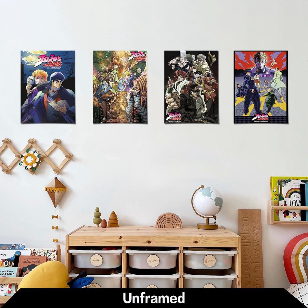 4PC Jojo'S Bizarre Adventure Poster for Fans Kids Room Bedroom Wall Decor-Jojo'S Bizarre Adventure Anime Posters Canvas Prints Picture for Teen Boy Girls Gifts