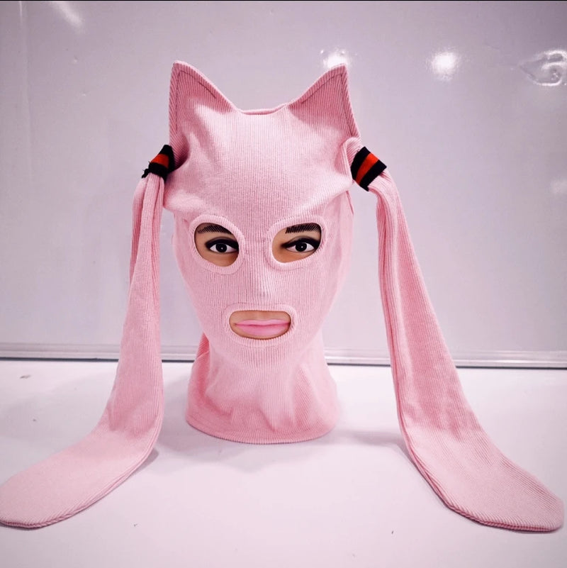 Hatsune Miku Balaclava Mask Anime-Themed Hood Soft Breathable Fabric for Cosplay Street Fashion Conventions