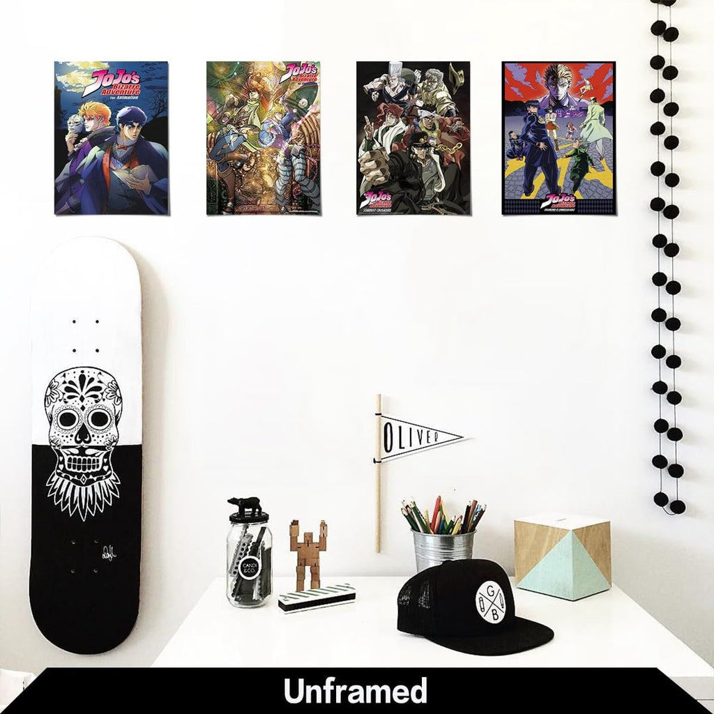 4PC Jojo'S Bizarre Adventure Poster for Fans Kids Room Bedroom Wall Decor-Jojo'S Bizarre Adventure Anime Posters Canvas Prints Picture for Teen Boy Girls Gifts