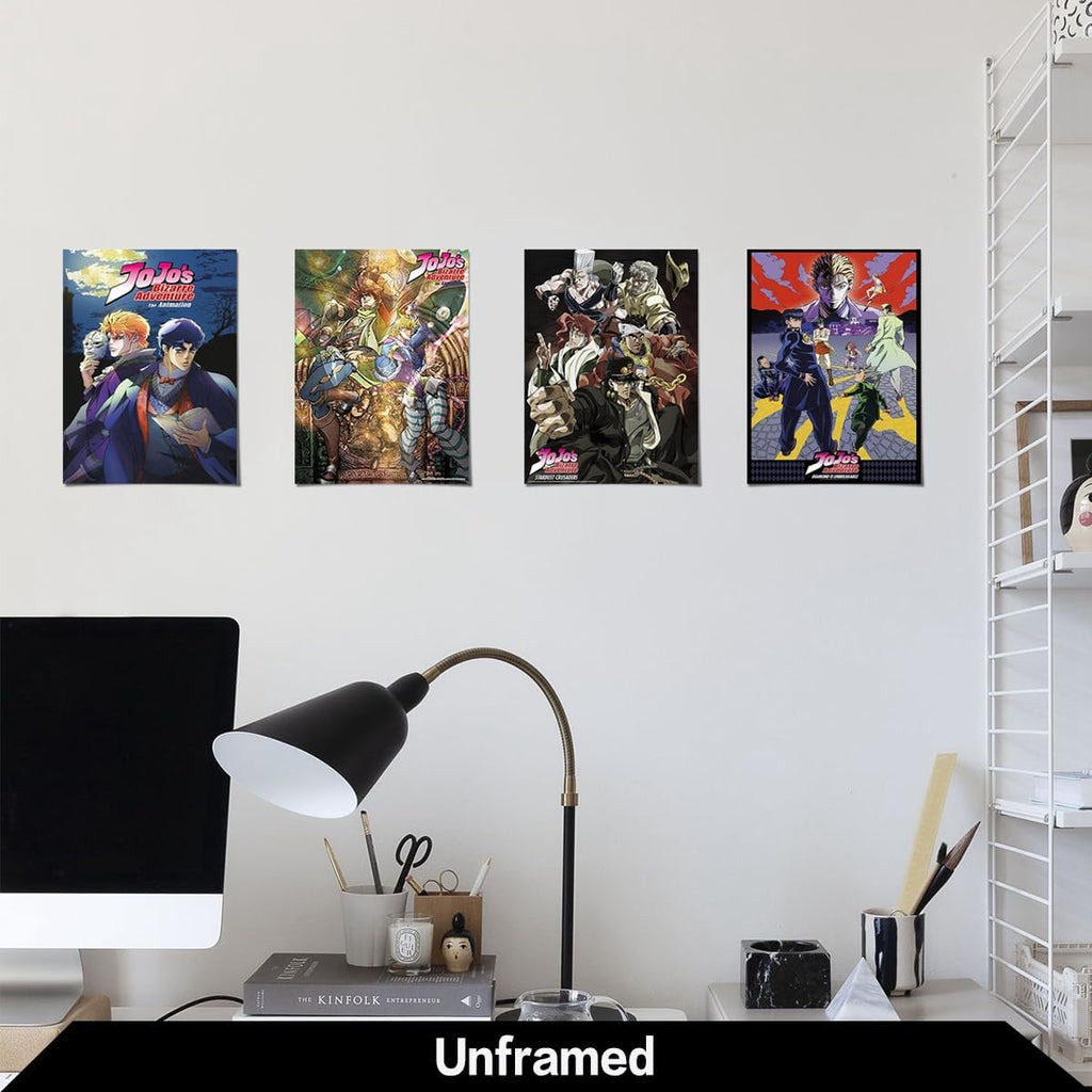 4PC Jojo'S Bizarre Adventure Poster for Fans Kids Room Bedroom Wall Decor-Jojo'S Bizarre Adventure Anime Posters Canvas Prints Picture for Teen Boy Girls Gifts