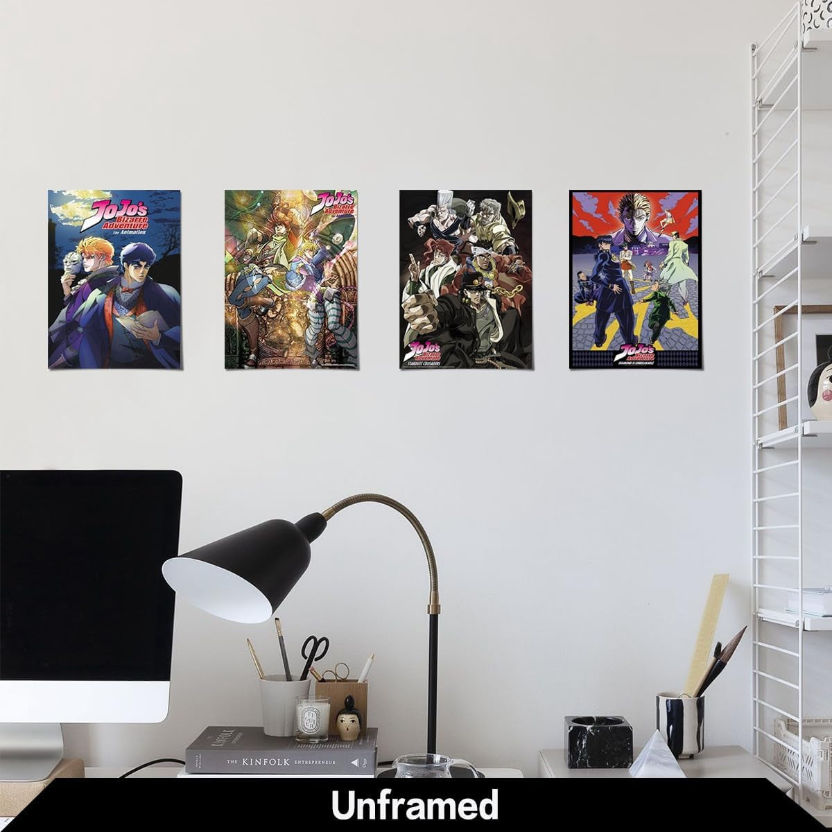 4PC Jojo'S Bizarre Adventure Poster for Fans Kids Room Bedroom Wall Decor-Jojo'S Bizarre Adventure Anime Posters Canvas Prints Picture for Teen Boy Girls Gifts
