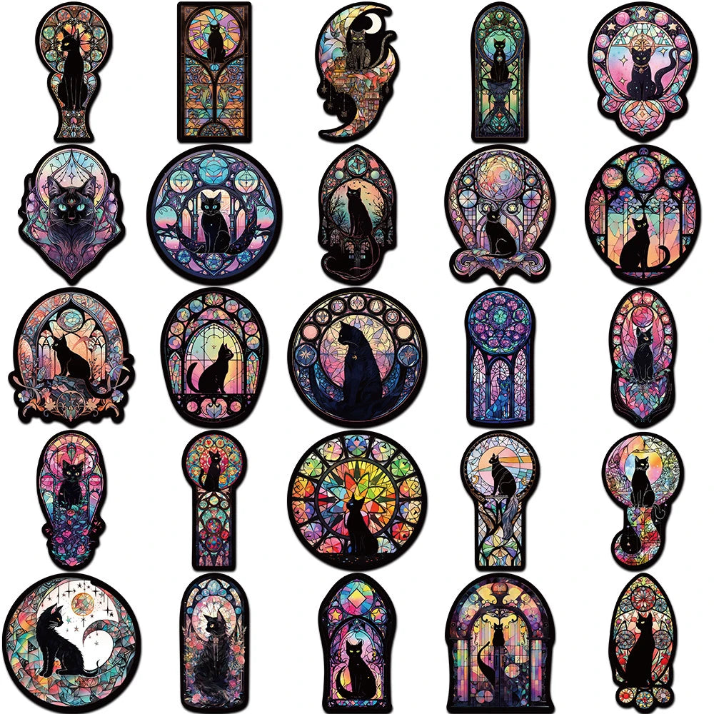 10/30/50Pcs Dark Gothic Black Cat Cartoon Stickers Aesthetic Graffiti Sticker Phone Suitcase Laptop Cool Tarot Waterproof Decals