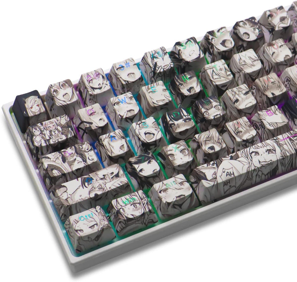 PBT Anime Keycaps - 108 Keys, XVX Japanese Custom Backlit Keycaps, OEM Profile for 61/87/104/108 Cherry Gateron MX Switches Mechanical Keyboard (Black Anime)