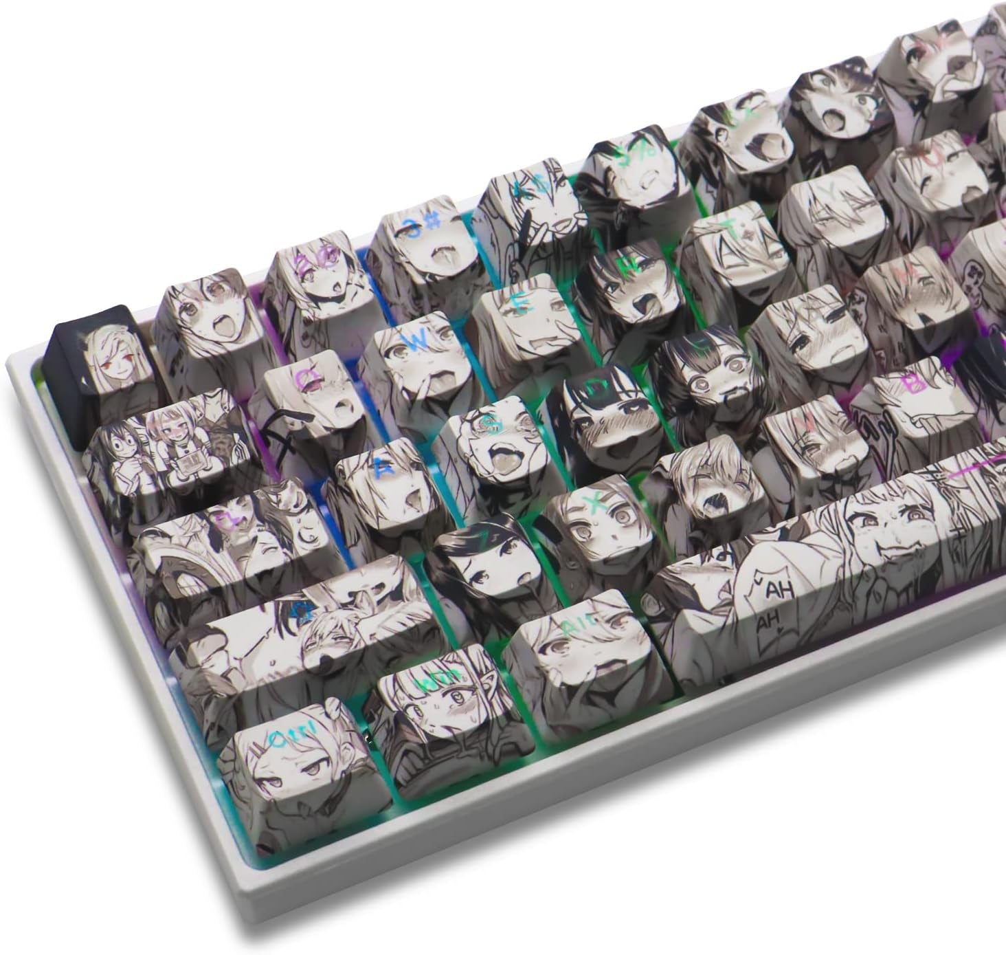 PBT Anime Keycaps - 108 Keys, XVX Japanese Custom Backlit Keycaps, OEM Profile for 61/87/104/108 Cherry Gateron MX Switches Mechanical Keyboard (Black Anime)