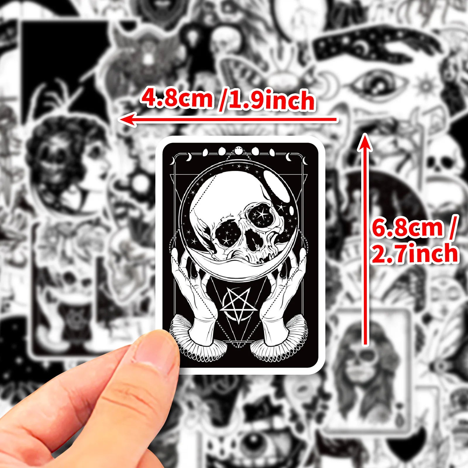 Gothic Stickers, 50 Pcs Skull Vinyl Sticker Pack, Waterproof Skeleton Stickers for Laptops, Water Bottles, Phone Case