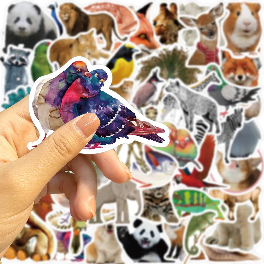 50Pcs Jungle Zoo Wild Animal Stickers DIY Diary Phone Case Handmade Scrapbook Aesthetic Stickers