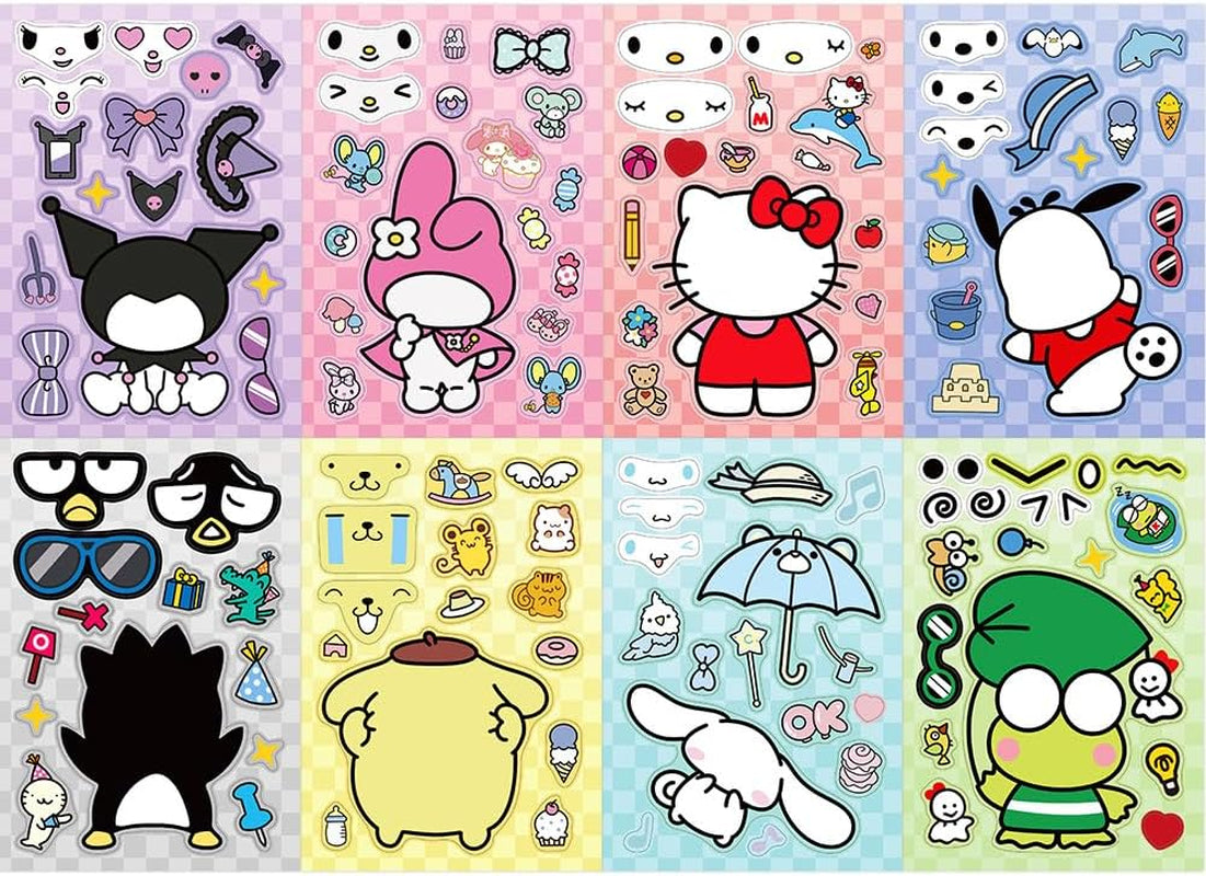 Cute Anime Stickers, 24Sheets Make Your Own Cartoon Anime Stickers, Make a Face Sticker, Classic Anime Themed Decals, Art Craft Party Supplies