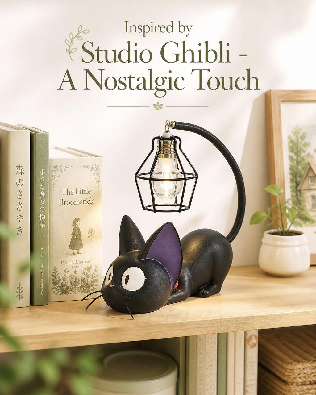 Jiji Cat Lamp, Kiki'S Delivery Service Resin Black Cat Night Light, Kiki Anime Room Decor, Cute Desk Lamp Gift for Fans