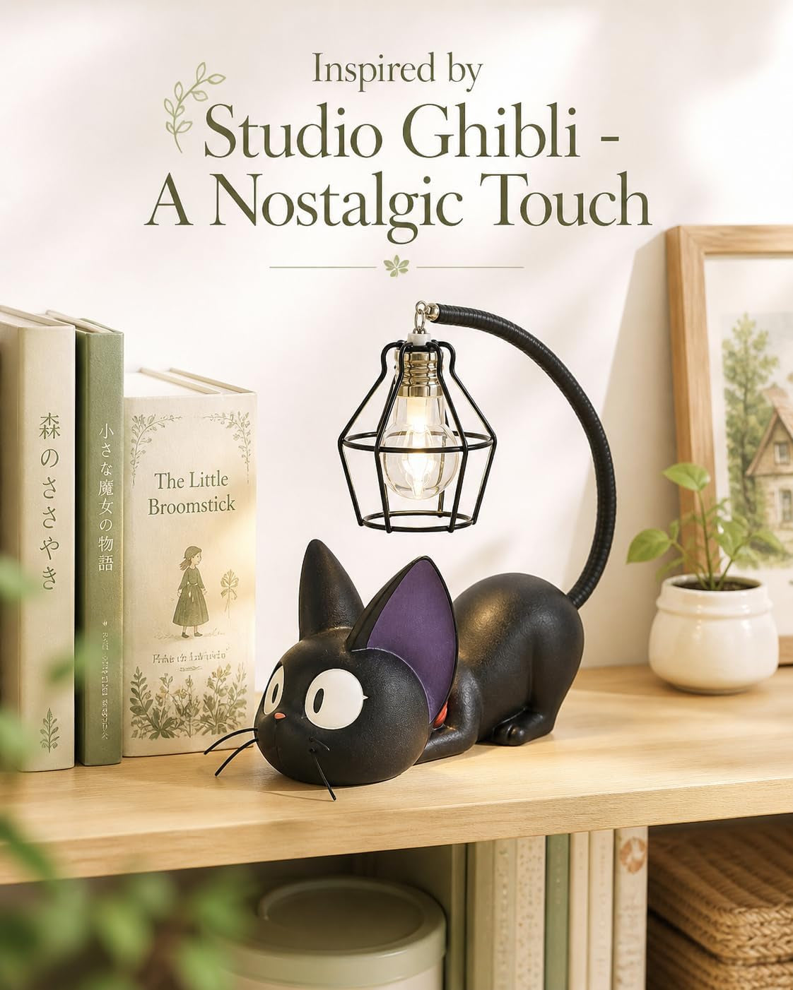 Jiji Cat Lamp, Kiki'S Delivery Service Resin Black Cat Night Light, Kiki Anime Room Decor, Cute Desk Lamp Gift for Fans