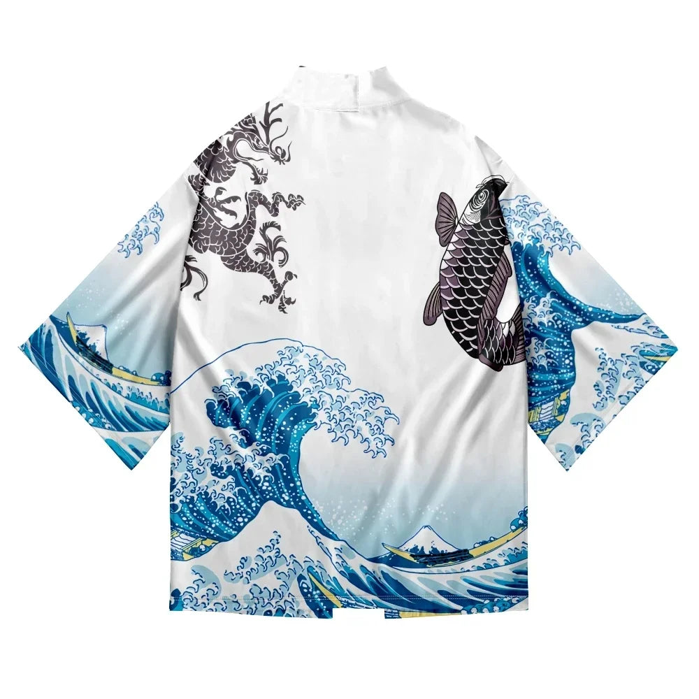 Bebovizi Japanese Style Cat Samurai Kimono Streetwear Men Women Cardigan Japan Harajuku Anime Robe Anime Clothes 2023 Summer