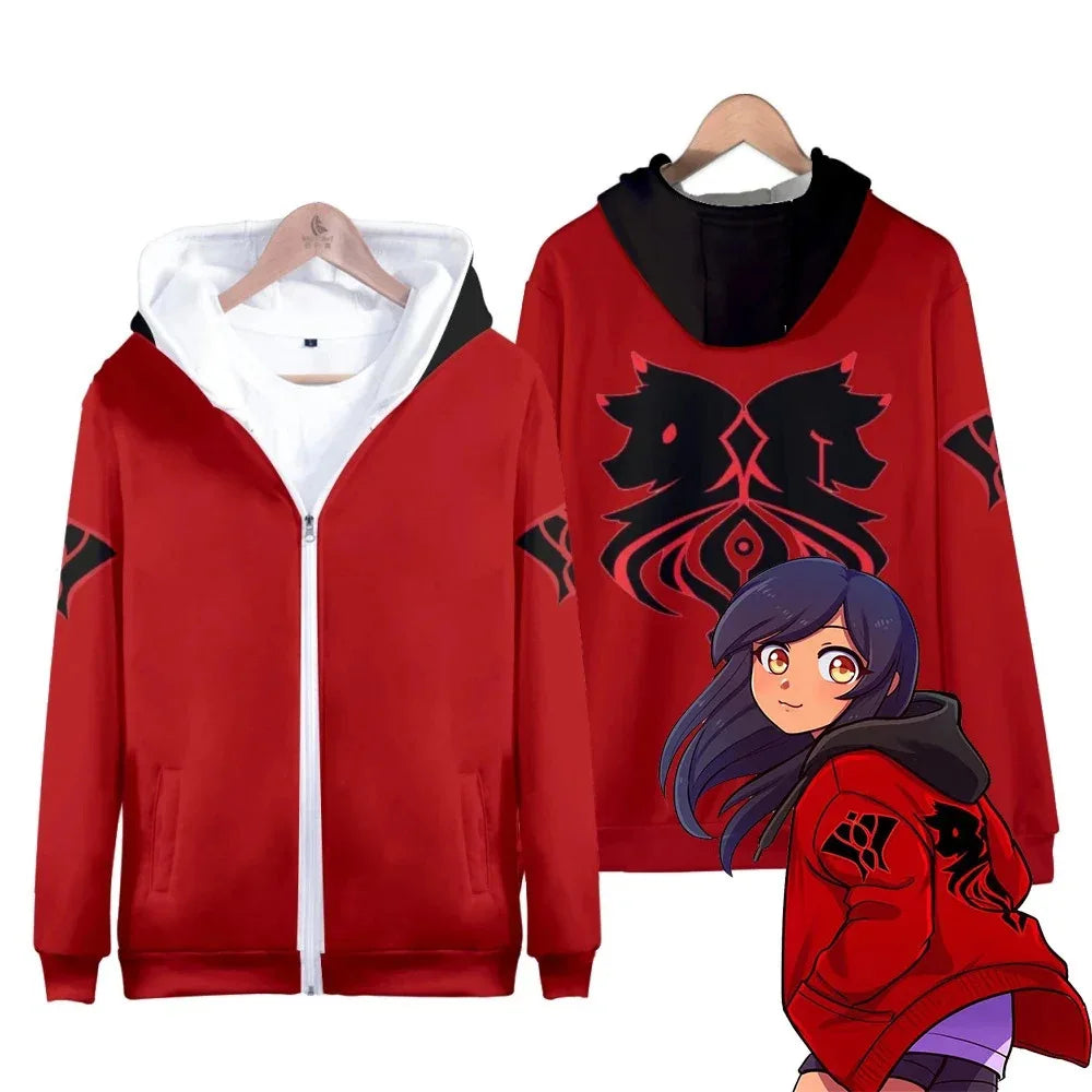Aphmau Cosplay Hoodies Aaron Zipper Varsity Jacket Merch Zip up Hoodies Crewneck Sweater Merch Winter Men/Women KPOP Sweatshirt