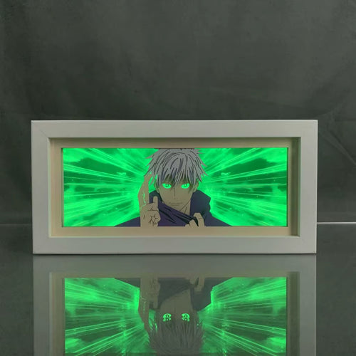 Anime LED Night Light Box Jujutsu Kaisen Satoru Gojo for Kids Room Decoration Nightlight Lightbox Manga 3D Paper Cut Desk Lamp