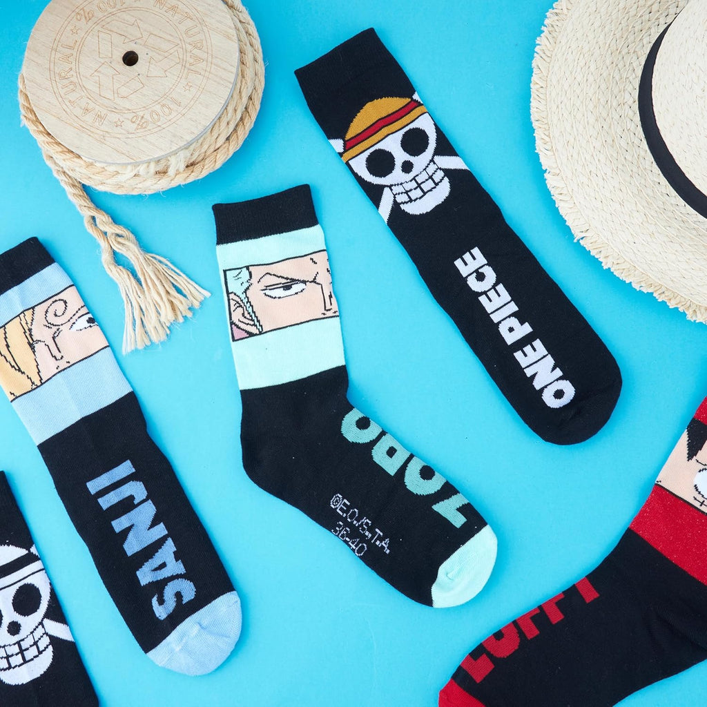 5 Pack Crew Socks for Men, Teens, Funny Anime Breathable Socks for Work, Sports, Novelty Gifts for Men