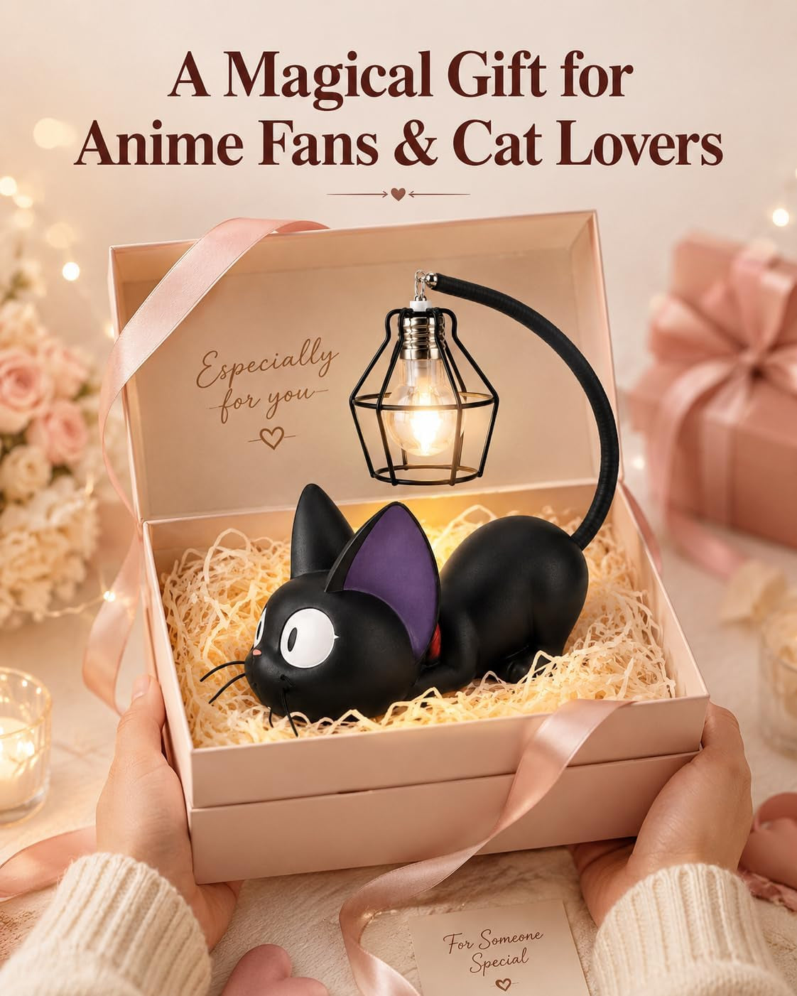 Jiji Cat Lamp, Kiki'S Delivery Service Resin Black Cat Night Light, Kiki Anime Room Decor, Cute Desk Lamp Gift for Fans