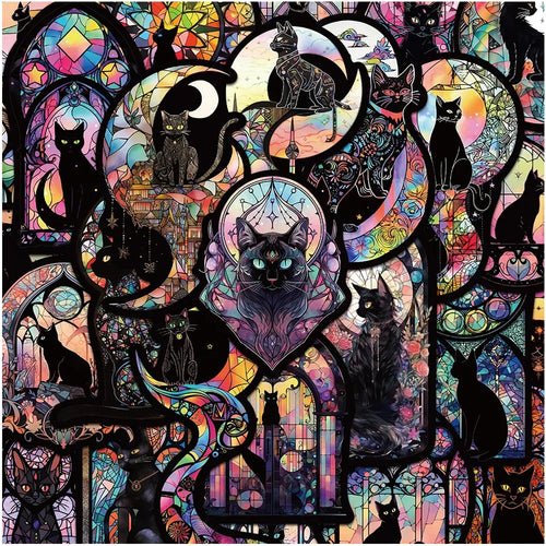 10/30/50Pcs Dark Gothic Black Cat Cartoon Stickers Aesthetic Graffiti Sticker Phone Suitcase Laptop Cool Tarot Waterproof Decals