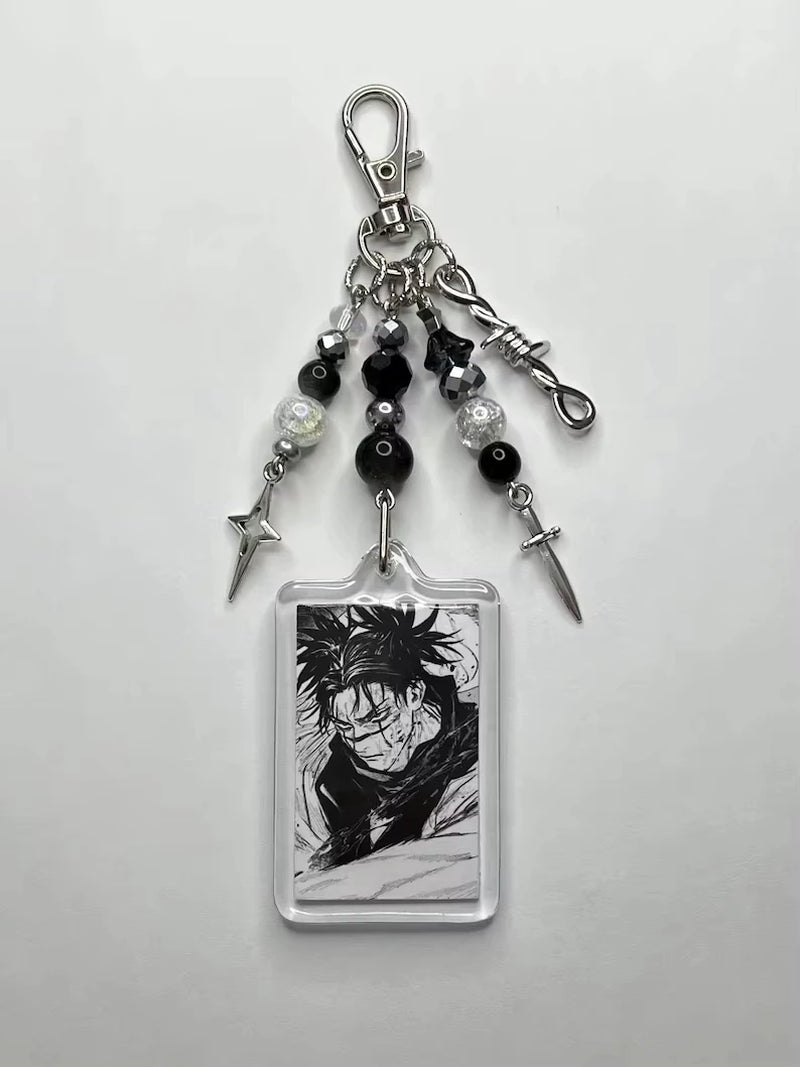 Anime Choso Keychains Spiral Star Cross Beaded Keyring Charms Aesthetic Handbag Pendant Key Pendant Christmas Cosplay Gift