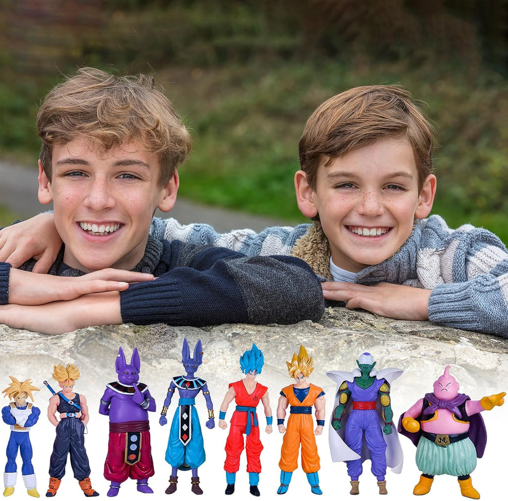 Anime Super Hero Action Figures Set, Collectible Warrior Figurines, 7.8Inch Energy Style Character Models for Display, Party Favors & Gift Collection (8PCS)