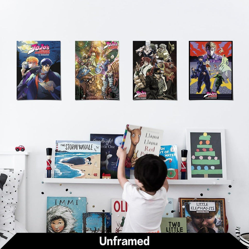 4PC Jojo'S Bizarre Adventure Poster for Fans Kids Room Bedroom Wall Decor-Jojo'S Bizarre Adventure Anime Posters Canvas Prints Picture for Teen Boy Girls Gifts