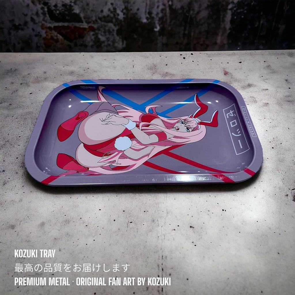 Anime Rolling Tray 11X7 Anime Ash Tray Premium Metal Gold Plating Jewelry Decorative Trendy Gifts Zerotwo Merch Otaku Gift Gaming Desk Decroation (002)