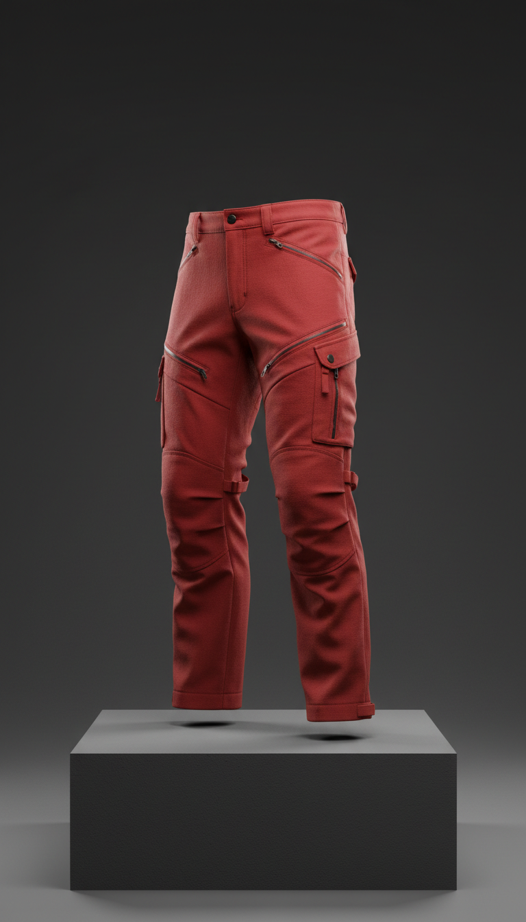 Cargo pants in canyon red technical fabric