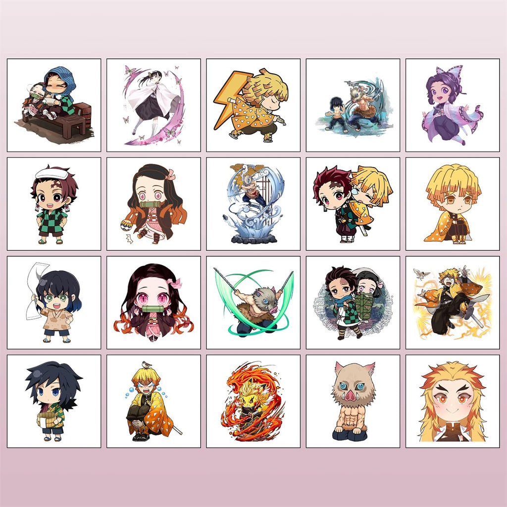 20 Pcs Japanese Anime Demon Slayer Temporary Tattoos Birthday Themed Party Supplies Decoration Favors Cartoon Anime Sticker for Teens Home Activity Class Prizes Carnival Christmas Rewards (GMWS)