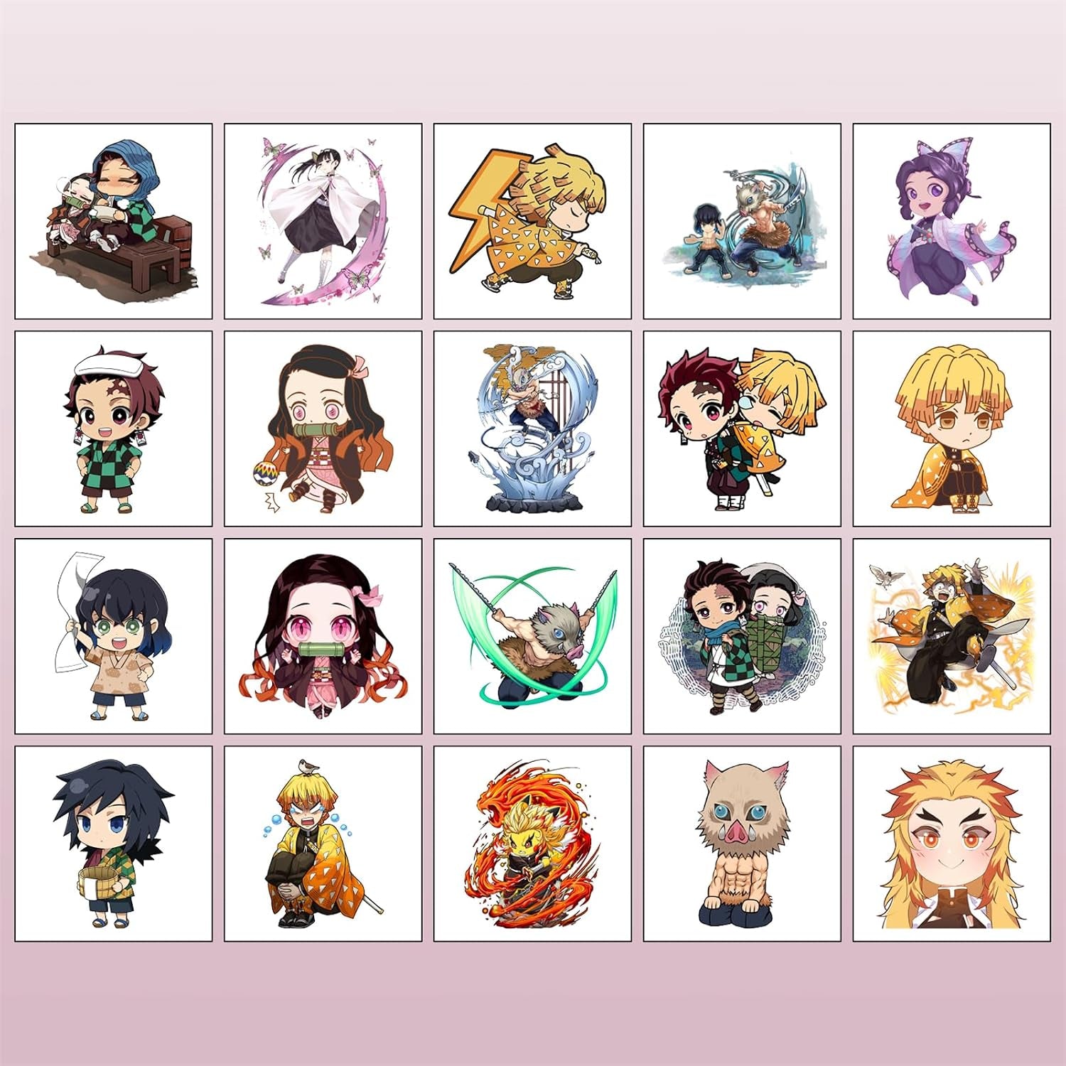20 Pcs Japanese Anime Demon Slayer Temporary Tattoos Birthday Themed Party Supplies Decoration Favors Cartoon Anime Sticker for Teens Home Activity Class Prizes Carnival Christmas Rewards (GMWS)