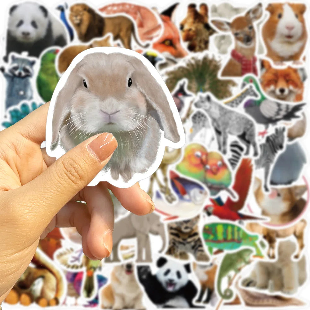 50Pcs Jungle Zoo Wild Animal Stickers DIY Diary Phone Case Handmade Scrapbook Aesthetic Stickers