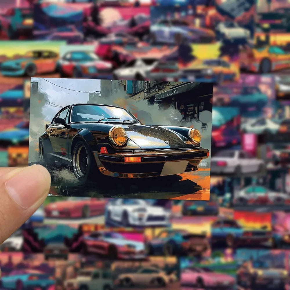 10/30/50Pcs Retrofit Racing JDM Stickers Anime Decals Graffiti Car Motorcycle Laptop Waterproof Cartoon Cool Sticker for Kid Toy