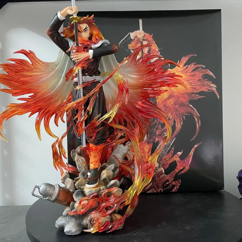 Demon Slayer Kimetsu No Yaiba Kyojuro Rengoku Action Figure 30Cm PVC Static GK Anime Collectible Display Statue Model Gift Fans