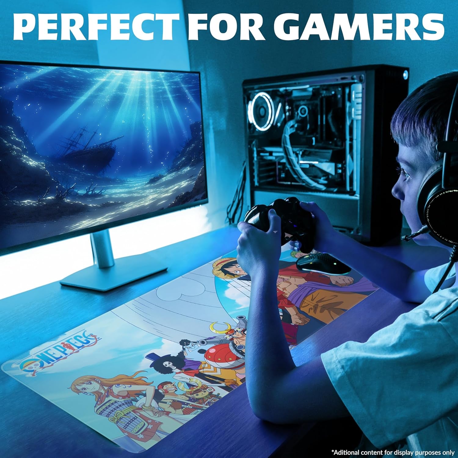 Gaming Desk Mat for Teens, Adults, 31.5 X 13.8” Non-Slip Surface, Anime Mouse Pad, Desk Decor, Gaming Mousepad, Gifts for Gamers (Multi )