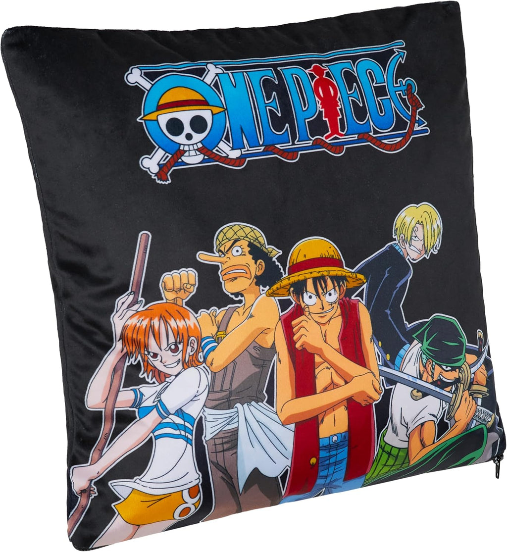 2-Pc Cushion Cover Set, Pillow Covers for Bed, Couch, Rectangular 20X12 In, Square 14 X14 In, Luffy Straw Hat Anime Gifts for Boys