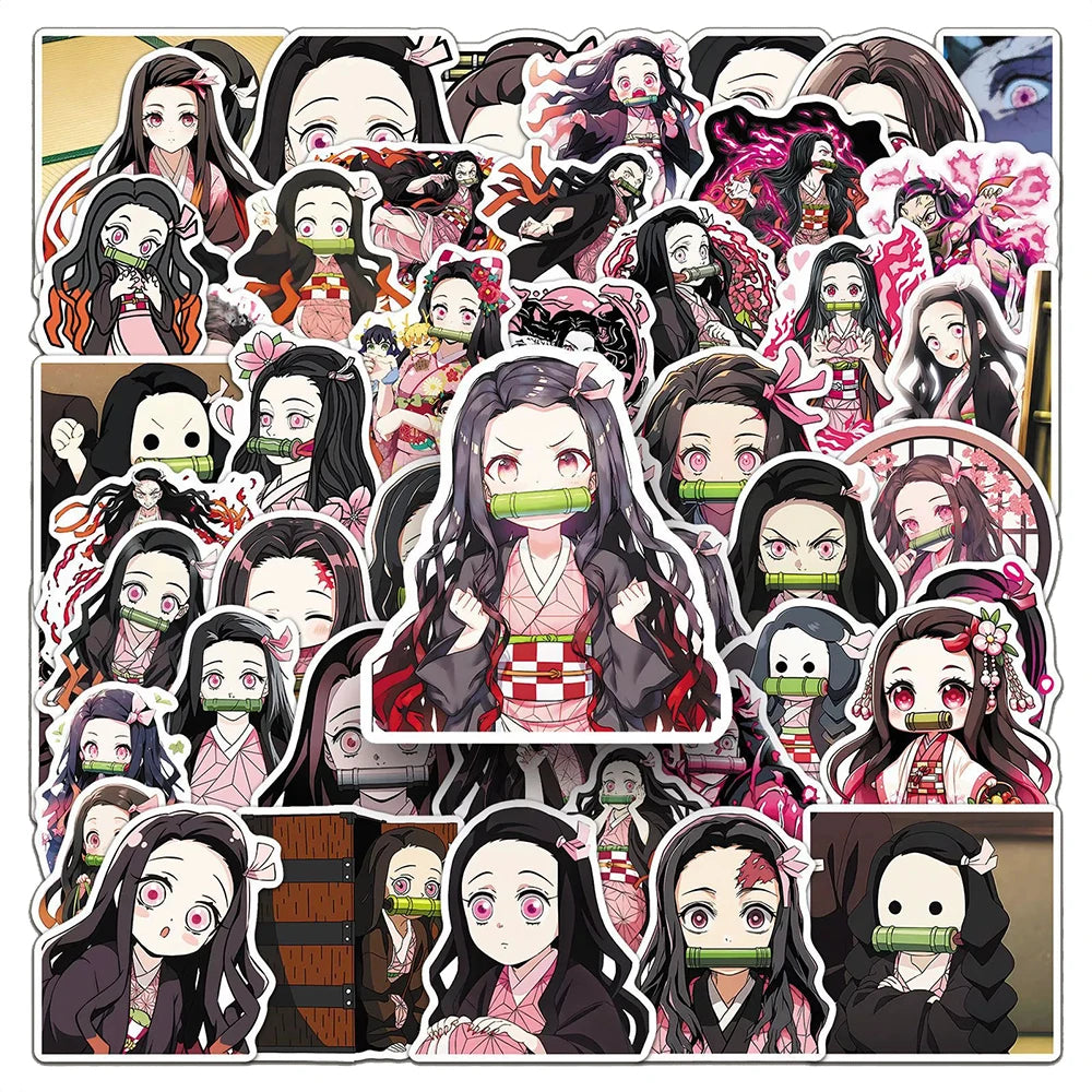 10/30/50Pcs Girl Kamado Nezuko Demon Slayer Stickers Anime Decals DIY Computer Motorcycle Laptop Luggage Kawaii Cartoon Sticker
