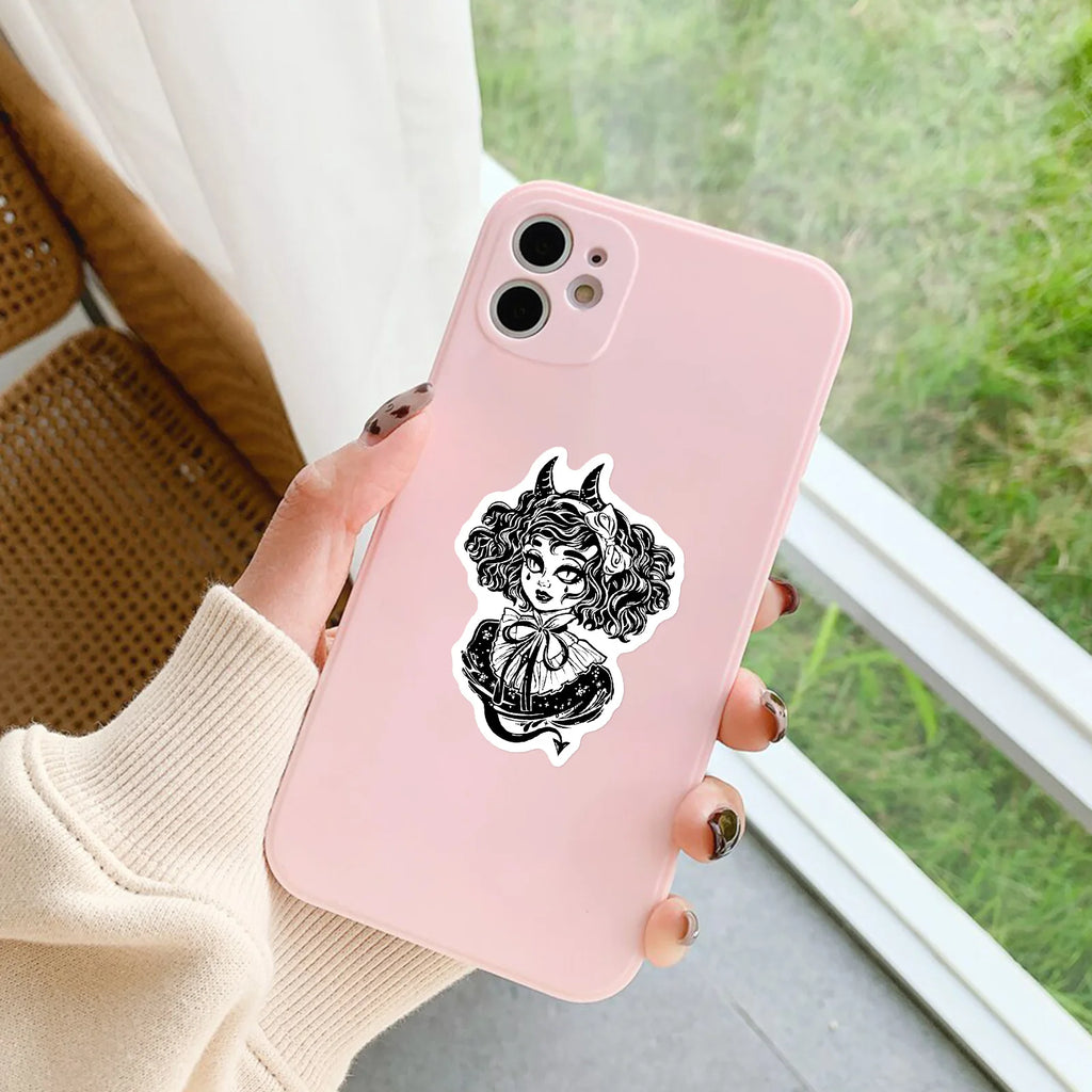 Gothic Stickers, 50 Pcs Skull Vinyl Sticker Pack, Waterproof Skeleton Stickers for Laptops, Water Bottles, Phone Case