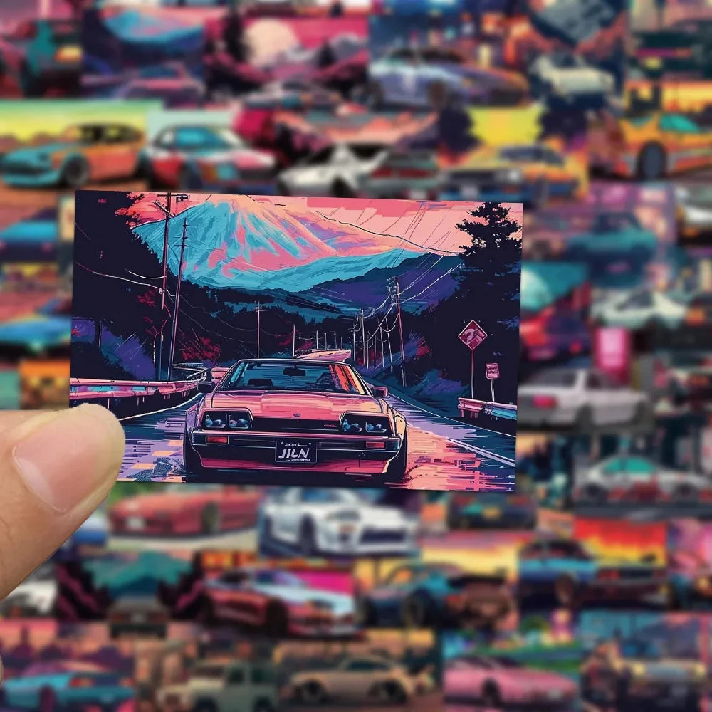 10/30/50Pcs Retrofit Racing JDM Stickers Anime Decals Graffiti Car Motorcycle Laptop Waterproof Cartoon Cool Sticker for Kid Toy