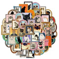 50PCS Cute Cat Decoration Fun Graffiti Stickers DIY Phone Case Notebook Scrapbook Phone Stickers