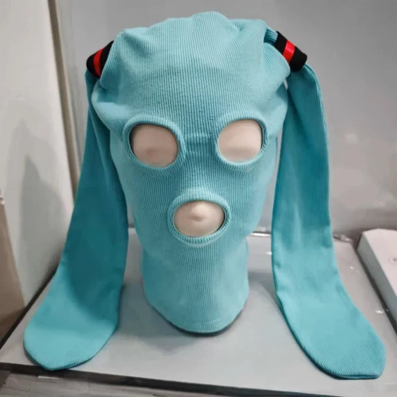 Hatsune Miku Balaclava Mask Anime-Themed Hood Soft Breathable Fabric for Cosplay Street Fashion Conventions