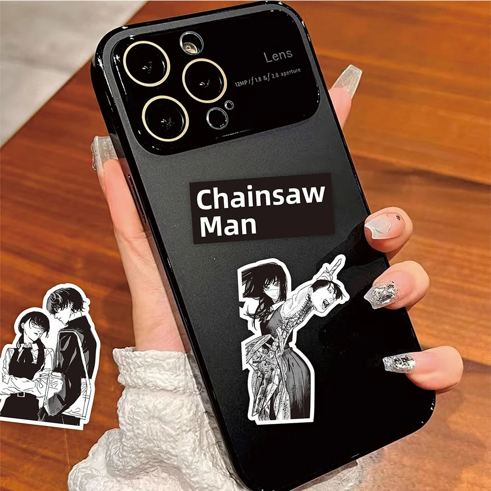 10/30/75Pcs Black and White Chainsaw Man Stickers Anime Decals Cool DIY Skateboard Laptop Phone Waterproof Cartoon Sticker Toys