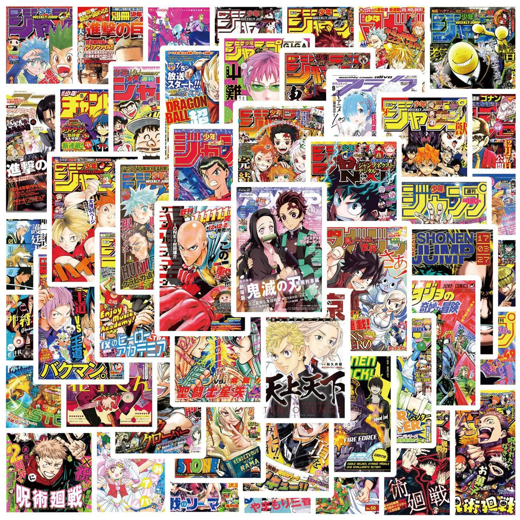 50Pcs Anime Poster Stickers Mixed Sticker Pack Cute Laptop Skin Waterproof Phone Case Guitar Skateboard Decorative Stickers